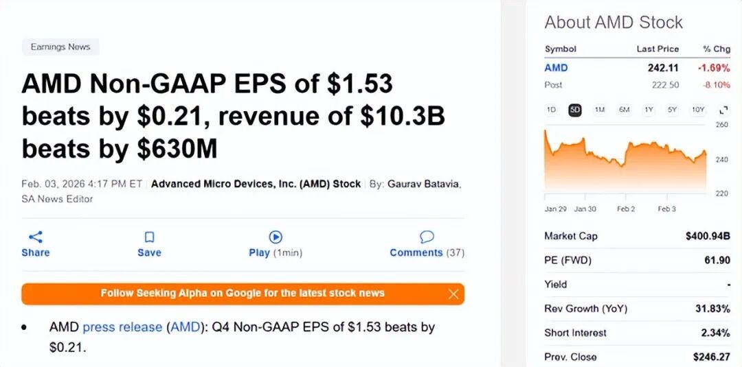 AMD财报解读：因错误的原因受到惩罚