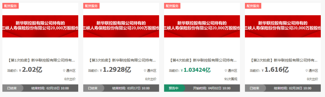 每股5毛!三峡人寿2亿股第四次拍卖,较首次起拍价打对折…