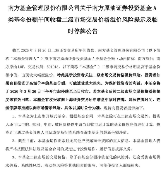 注意!多只原油LOF集体停牌!释放哪些信号?