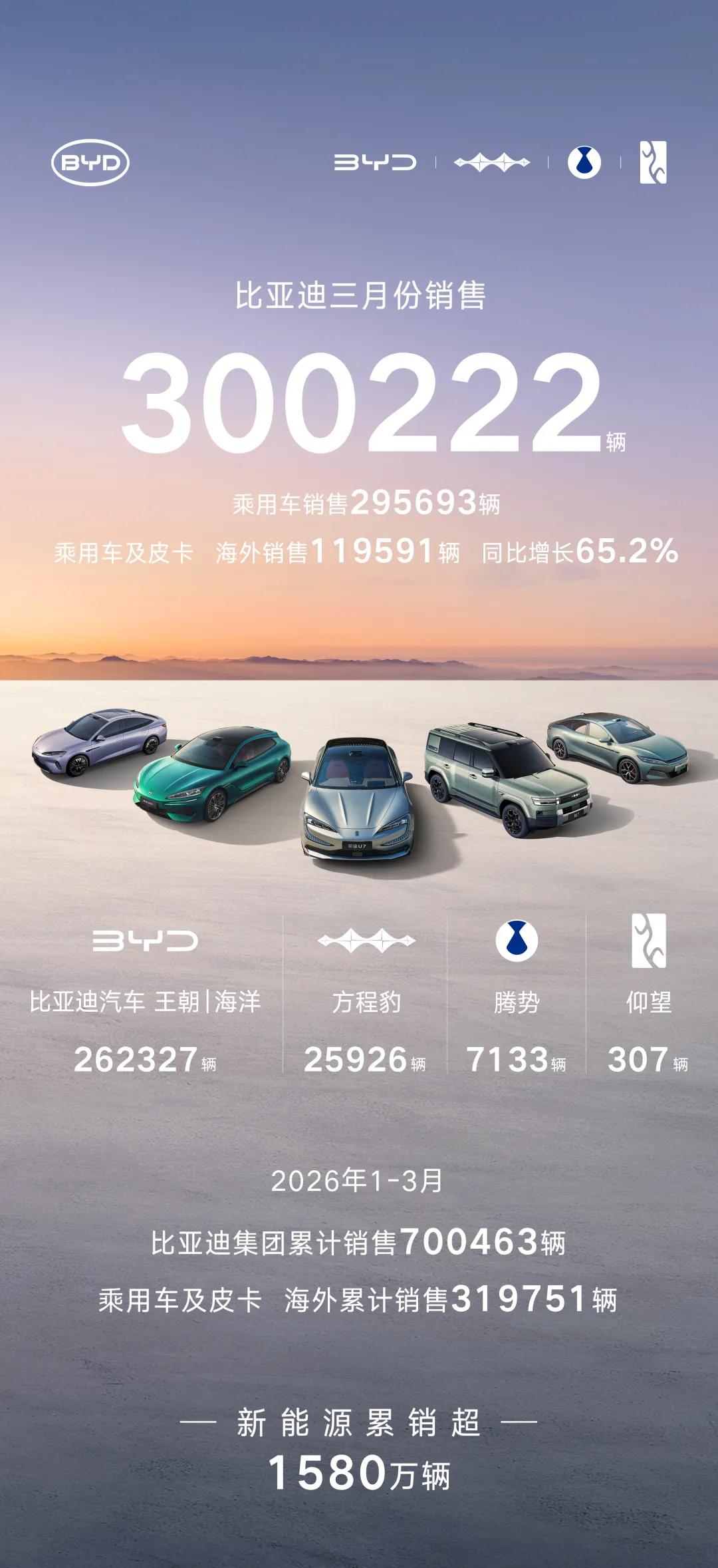 比亚迪,超30万辆!新能源车企3月销量大交卷