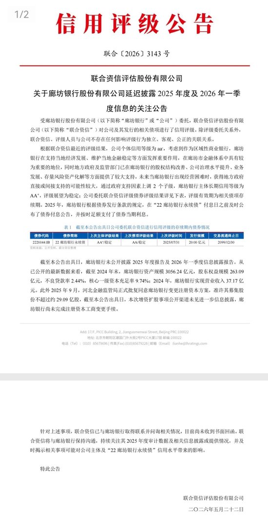 廊坊银行一份“持续加载却打不开”的年报