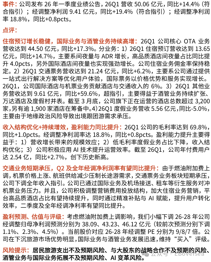 【光大社服&海外】同程旅行：高油价拖累国内出行，国际业务与酒管业务加速成长